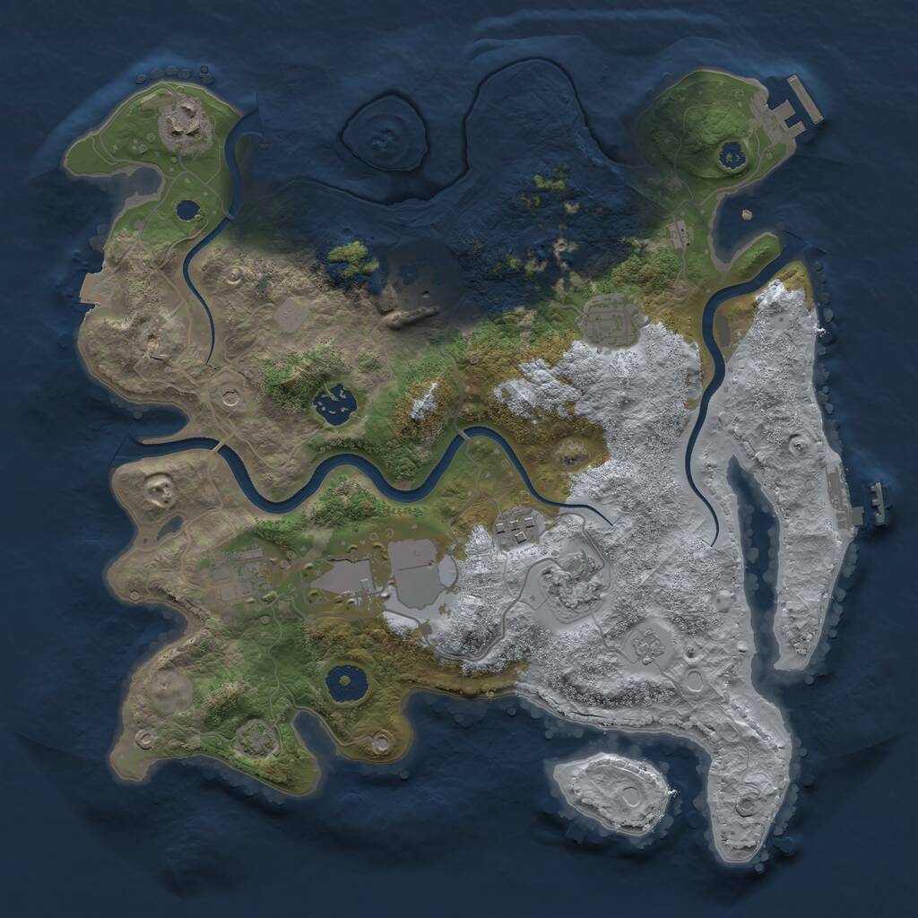 Rust Map: Procedural Map, Size: 3500, Seed: 1271527997, 14 Monuments