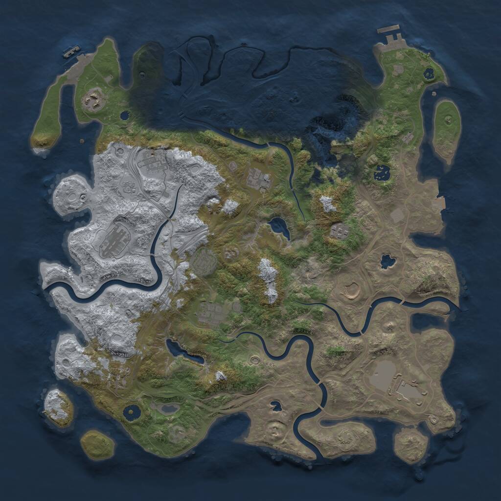 Rust Map: Procedural Map, Size: 4500, Seed: 422850193, 17 Monuments