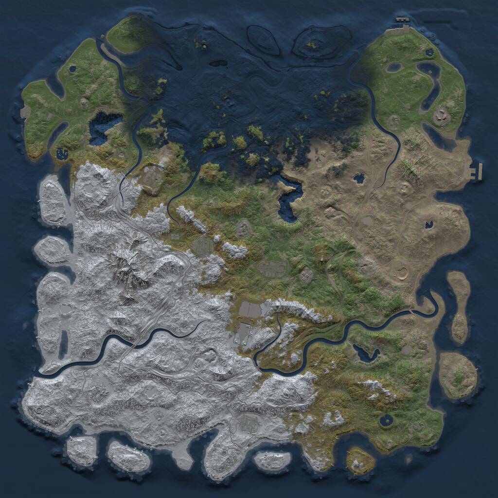 Rust Map: Procedural Map, Size: 6000, Seed: 658398, 17 Monuments