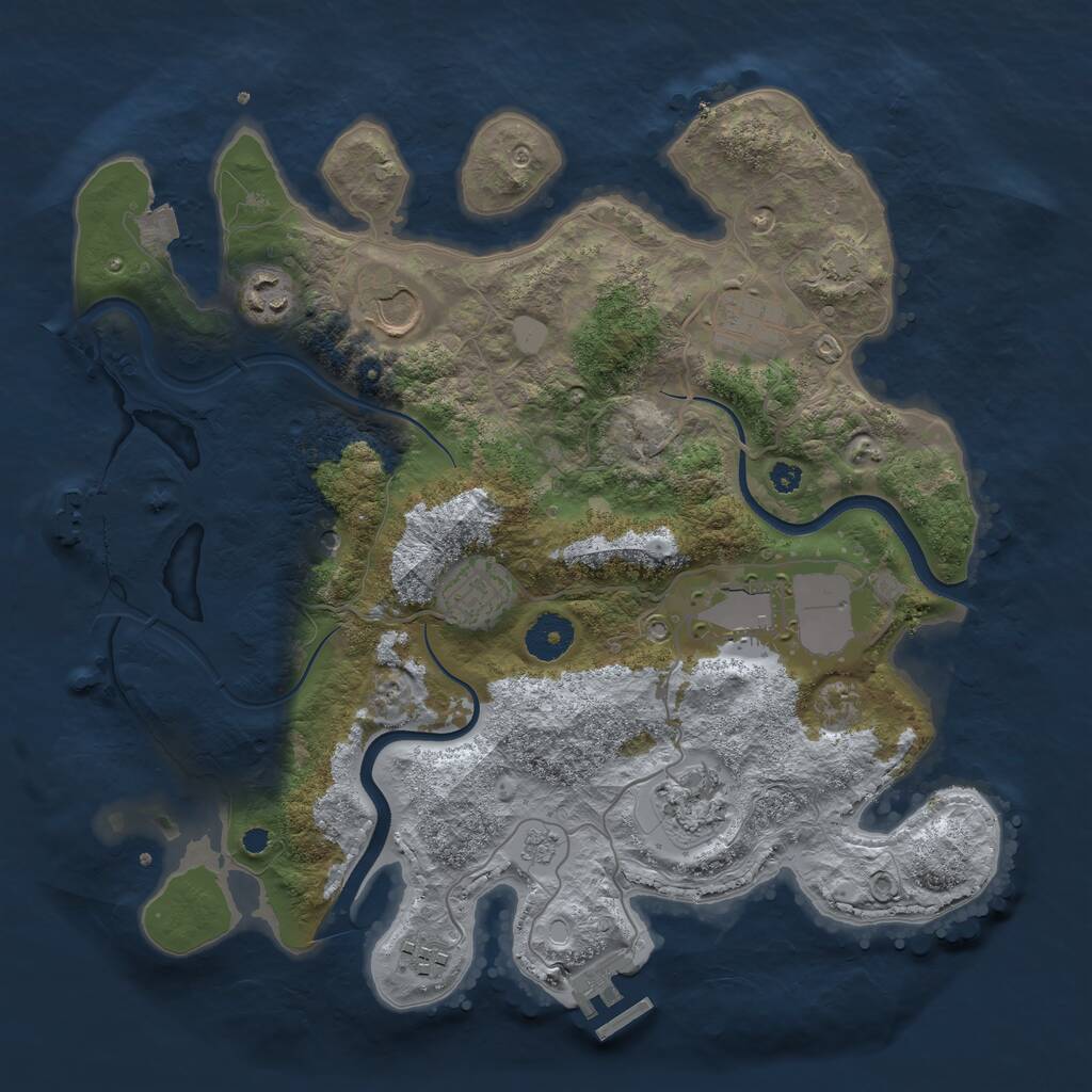 Rust Map: Procedural Map, Size: 3500, Seed: 43183458, 13 Monuments