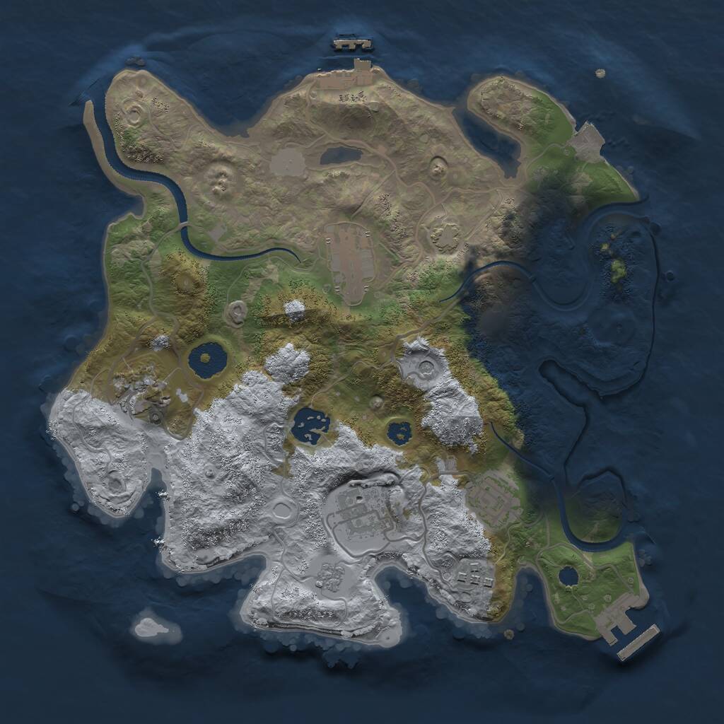 Rust Map: Procedural Map, Size: 3000, Seed: 222333, 12 Monuments
