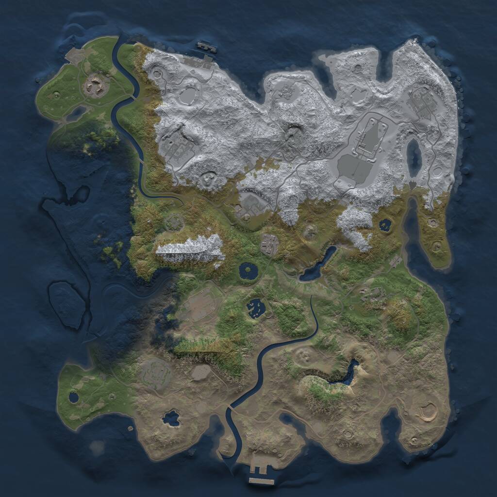 Rust Map: Procedural Map, Size: 4000, Seed: 1858460536, 17 Monuments