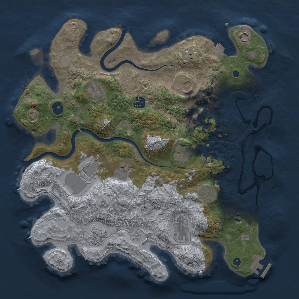 Rust Map: Procedural Map, Size: 3750, Seed: 971393292, 16 Monuments