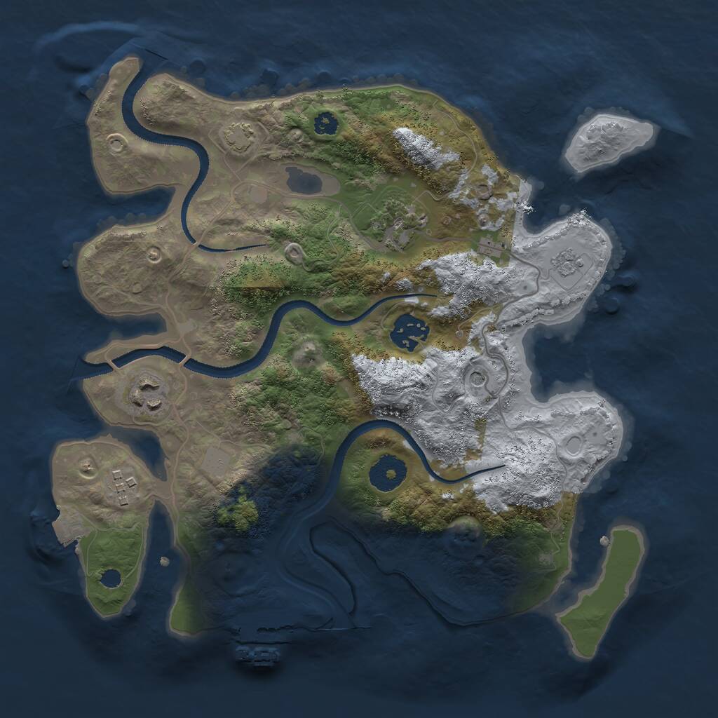 Rust Map: Procedural Map, Size: 3000, Seed: 1136503929, 9 Monuments