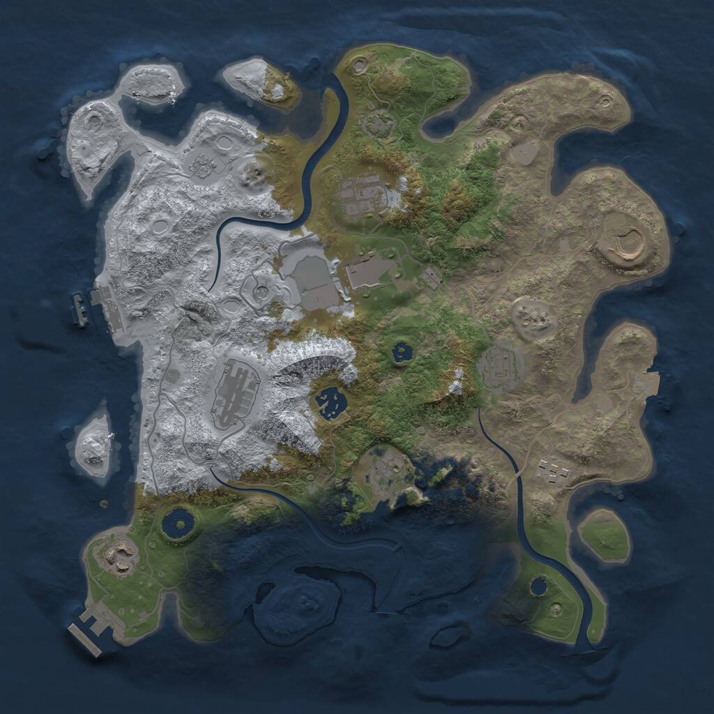 Rust Map: Procedural Map, Size: 3500, Seed: 1298308485, 15 Monuments