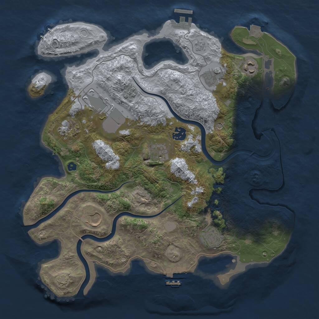 Rust Map: Procedural Map, Size: 3500, Seed: 1442766455, 15 Monuments