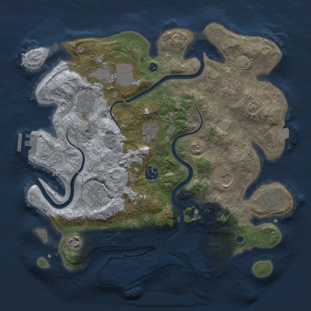 Rust Map: Procedural Map, Size: 3500, Seed: 1254312043, 16 Monuments