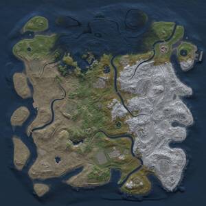 Thumbnail Rust Map: Procedural Map, Size: 4300, Seed: 392993971, 16 Monuments