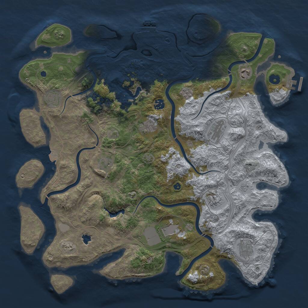 Rust Map: Procedural Map, Size: 4300, Seed: 392993971, 16 Monuments
