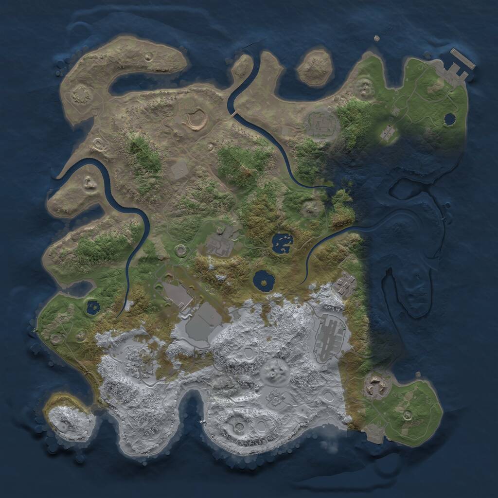 Rust Map: Procedural Map, Size: 3500, Seed: 1131032586, 14 Monuments