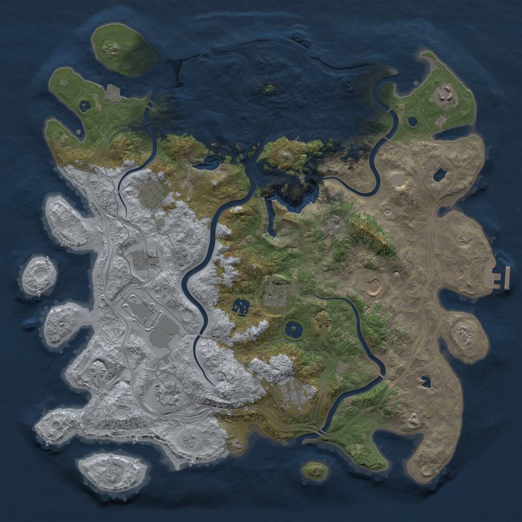 Rust Map: Procedural Map, Size: 4500, Seed: 13646, 16 Monuments