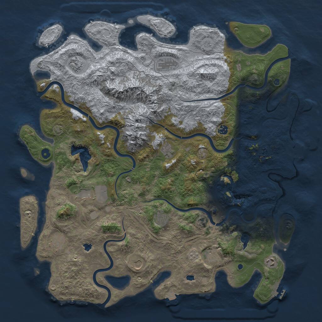 Rust Map: Procedural Map, Size: 5000, Seed: 923238353, 17 Monuments