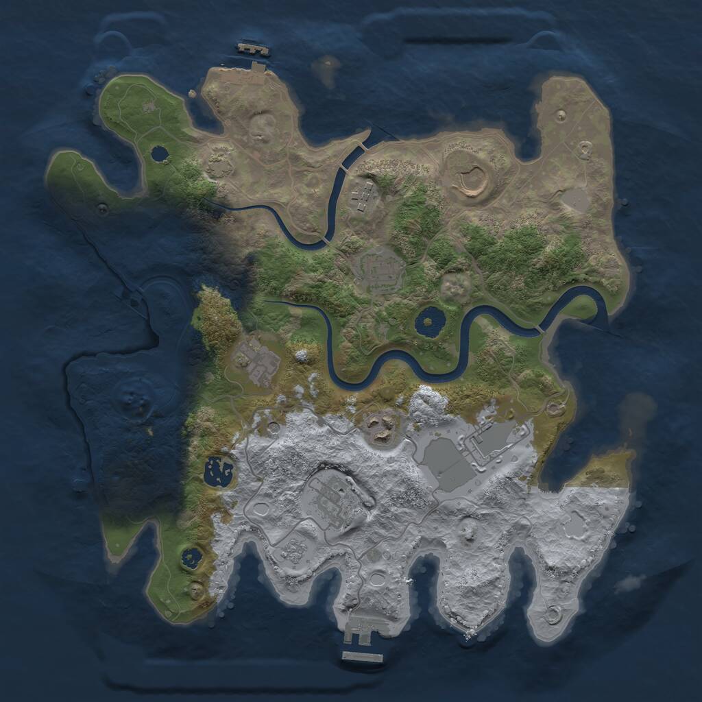 Rust Map: Procedural Map, Size: 3500, Seed: 54153, 14 Monuments