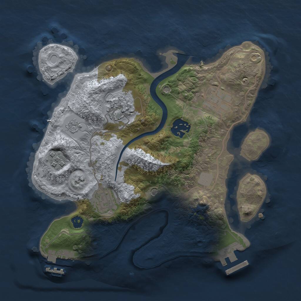 Rust Map: Procedural Map, Size: 2500, Seed: 1830, 10 Monuments