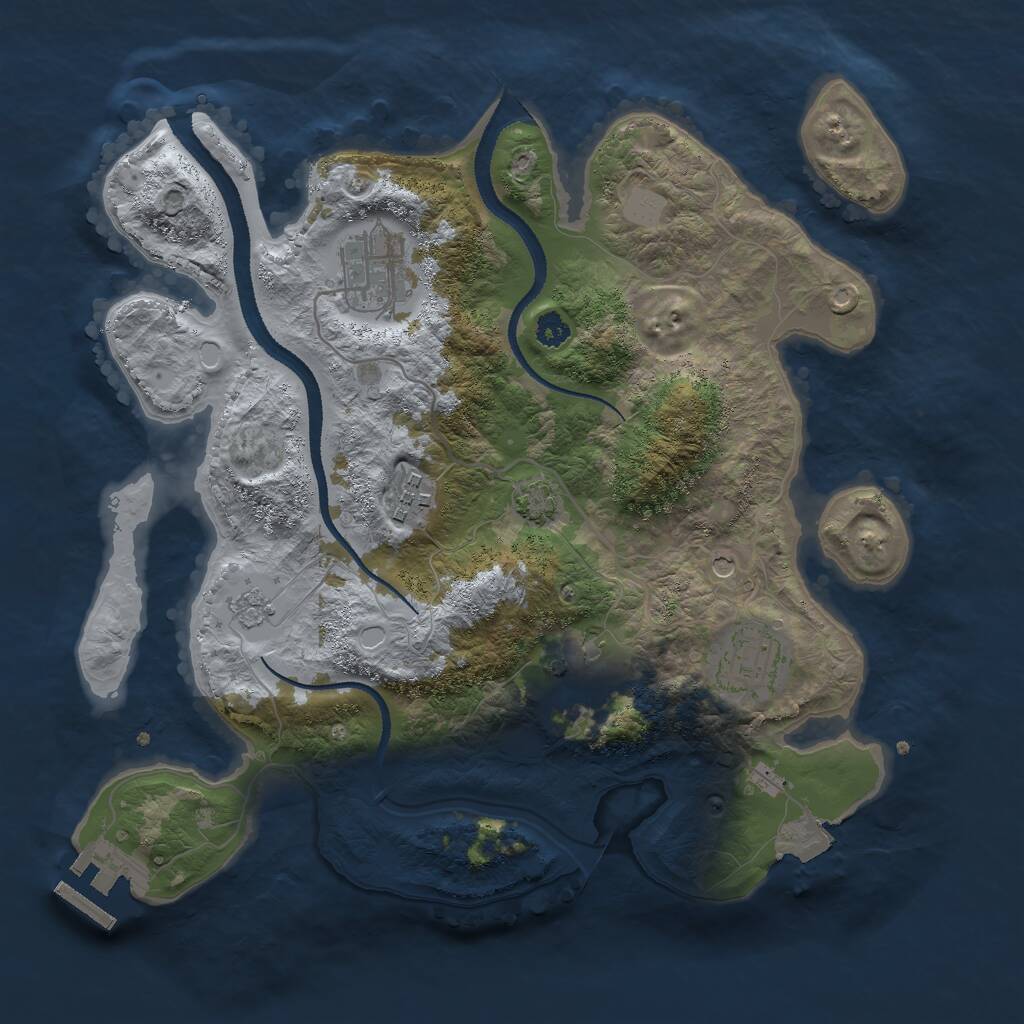 Rust Map: Procedural Map, Size: 3000, Seed: 1443557, 9 Monuments