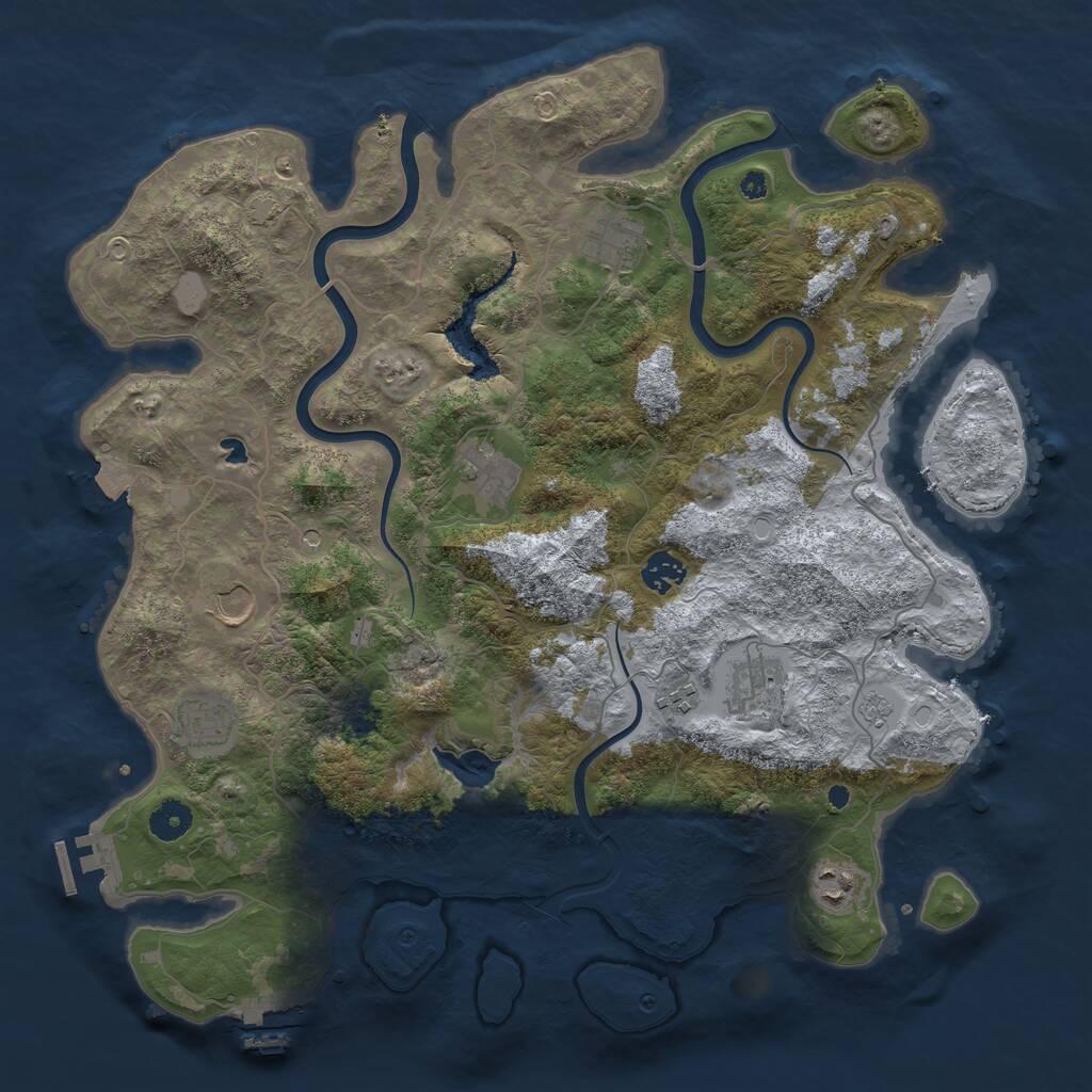 Rust Map: Procedural Map, Size: 4000, Seed: 954515487, 14 Monuments