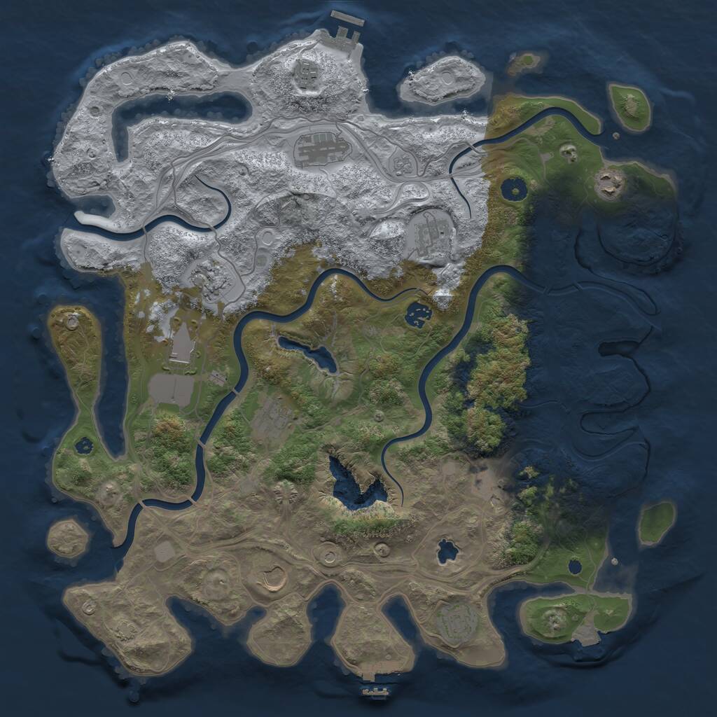 Rust Map: Procedural Map, Size: 4250, Seed: 266257877, 17 Monuments