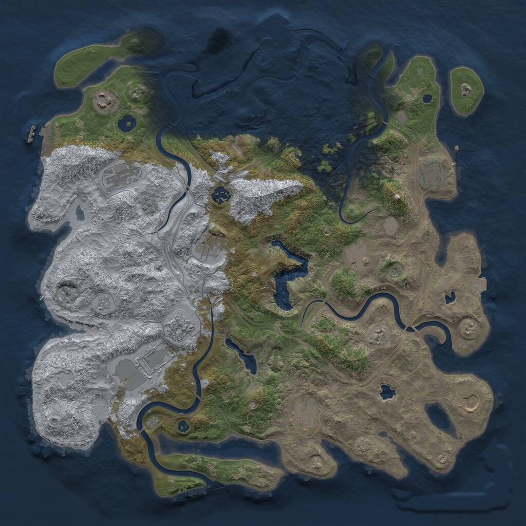 Rust Map: Procedural Map, Size: 4500, Seed: 1072156082, 17 Monuments