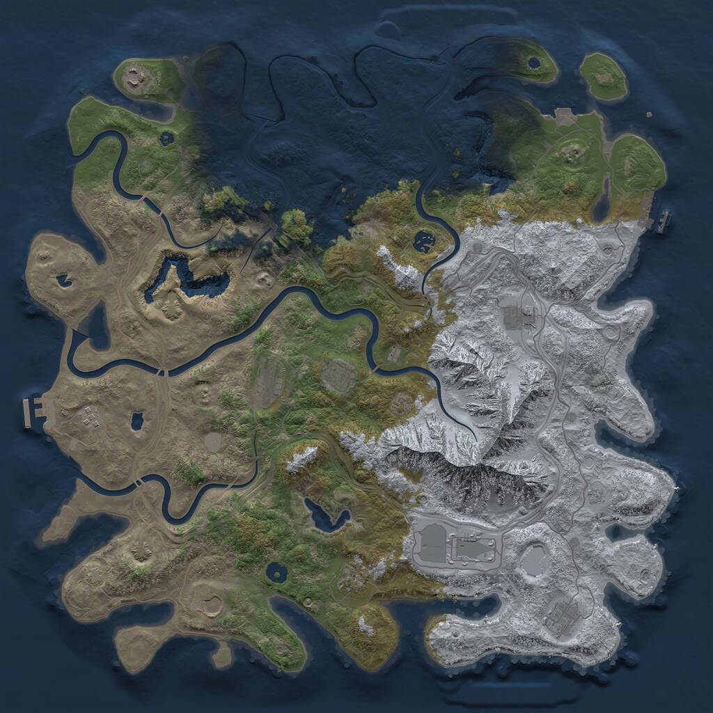 Rust Map: Procedural Map, Size: 5000, Seed: 353645913, 16 Monuments