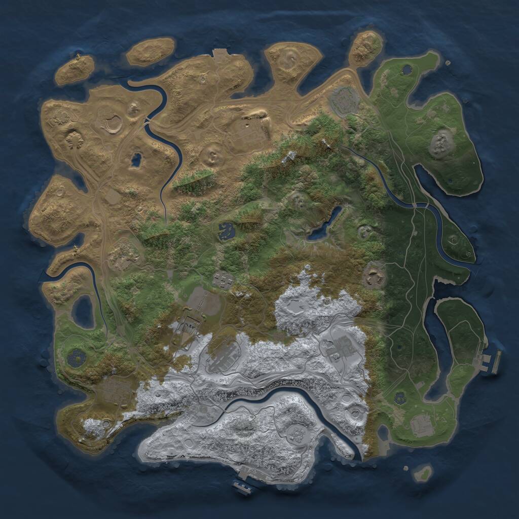 Rust Map: Procedural Map, Size: 4250, Seed: 1720636002, 19 Monuments