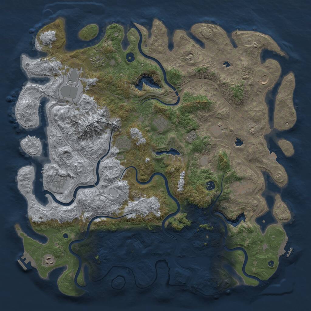 Rust Map: Procedural Map, Size: 5000, Seed: 2055275729, 17 Monuments