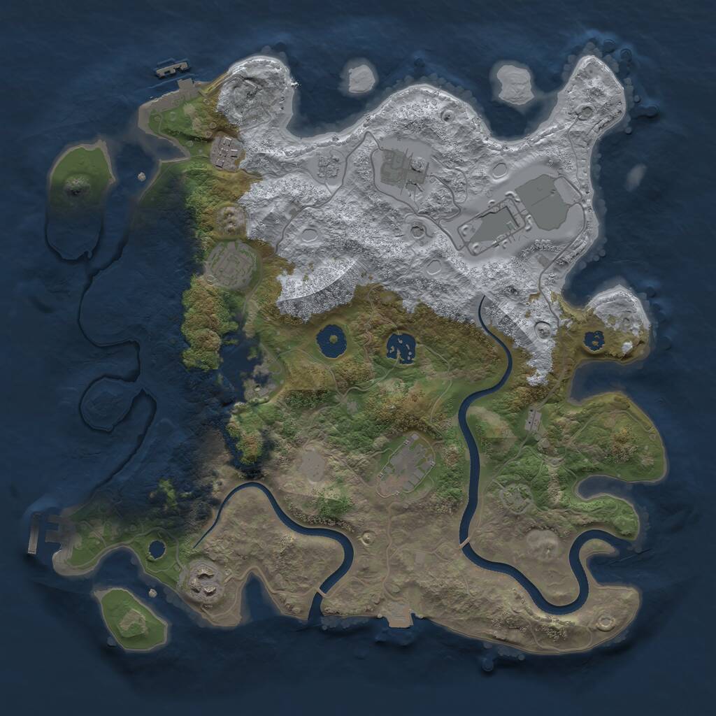 Rust Map: Procedural Map, Size: 3500, Seed: 768456, 14 Monuments