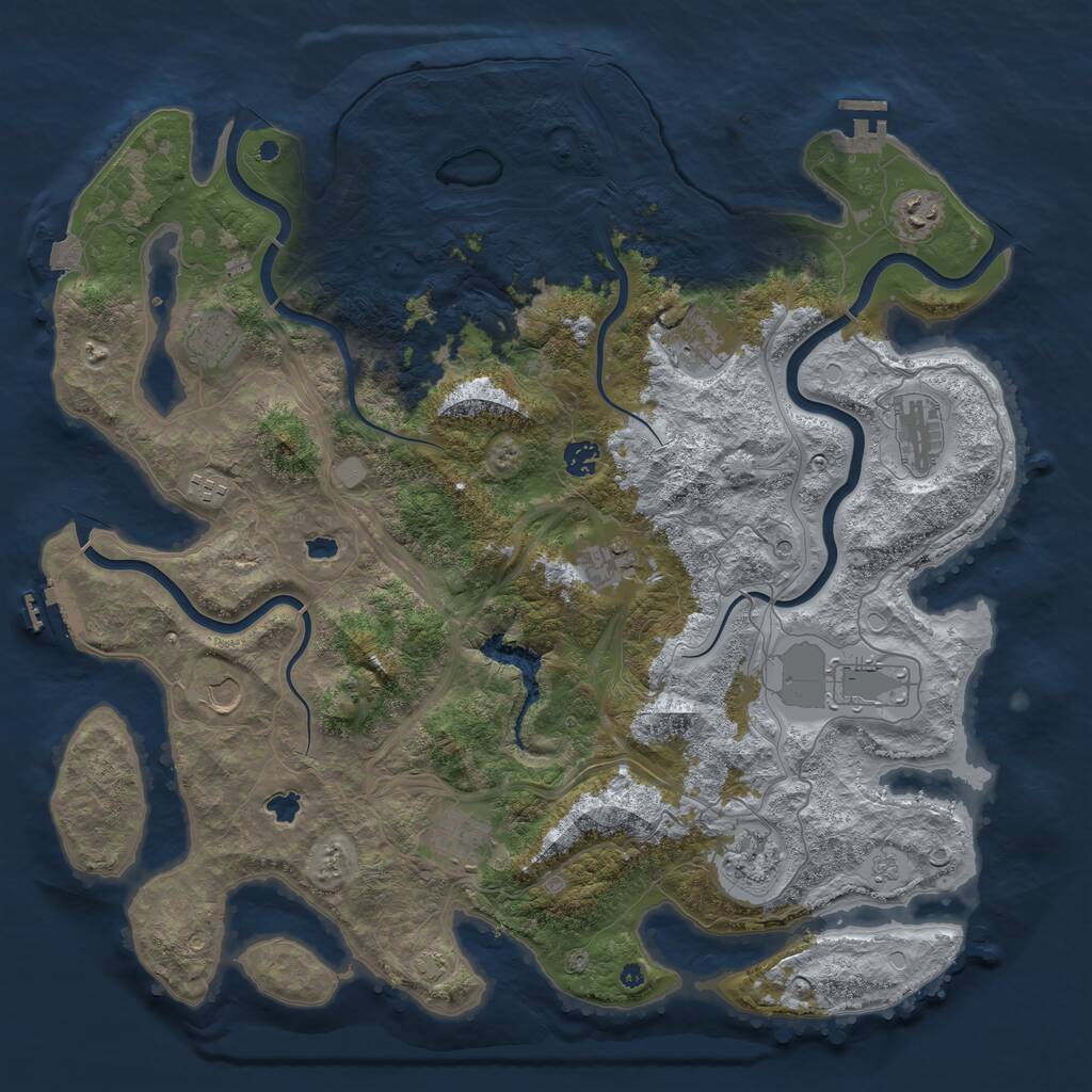 Rust Map: Procedural Map, Size: 4500, Seed: 521014, 17 Monuments