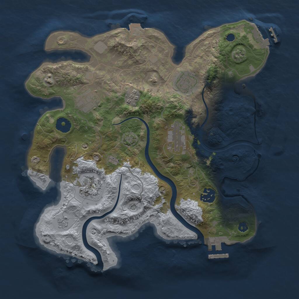 Rust Map: Procedural Map, Size: 3000, Seed: 13477, 12 Monuments