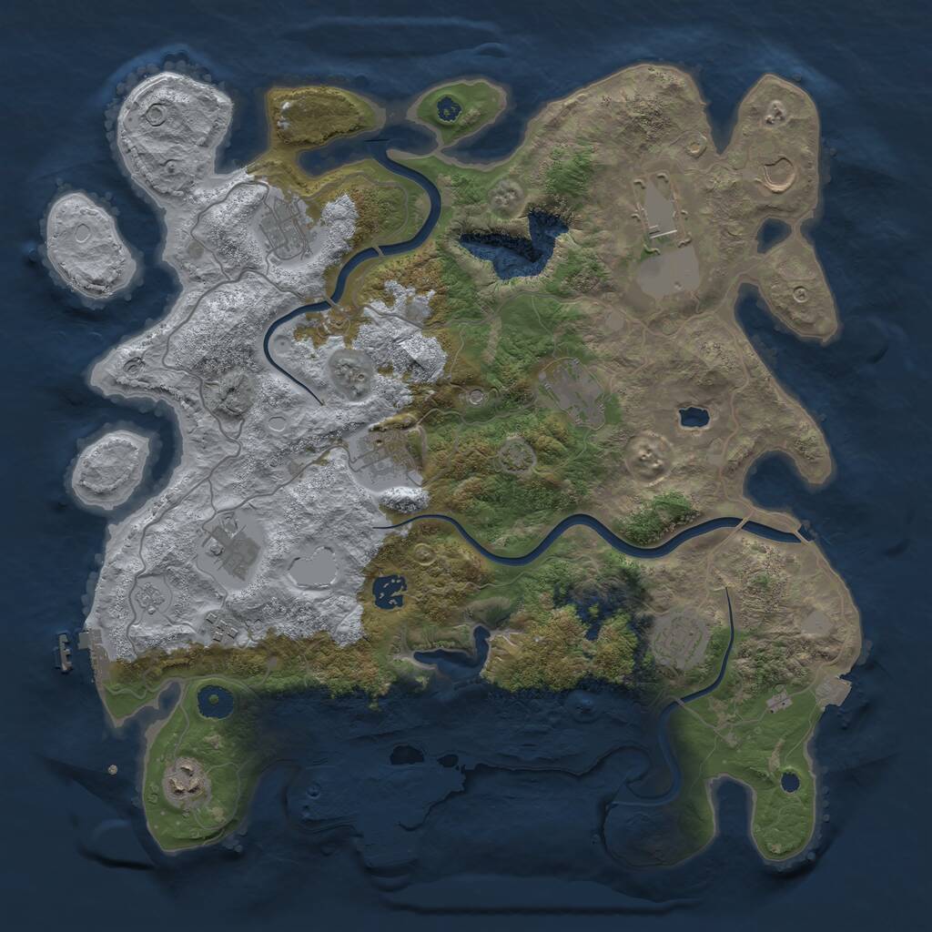 Rust Map: Procedural Map, Size: 4000, Seed: 281750469, 16 Monuments