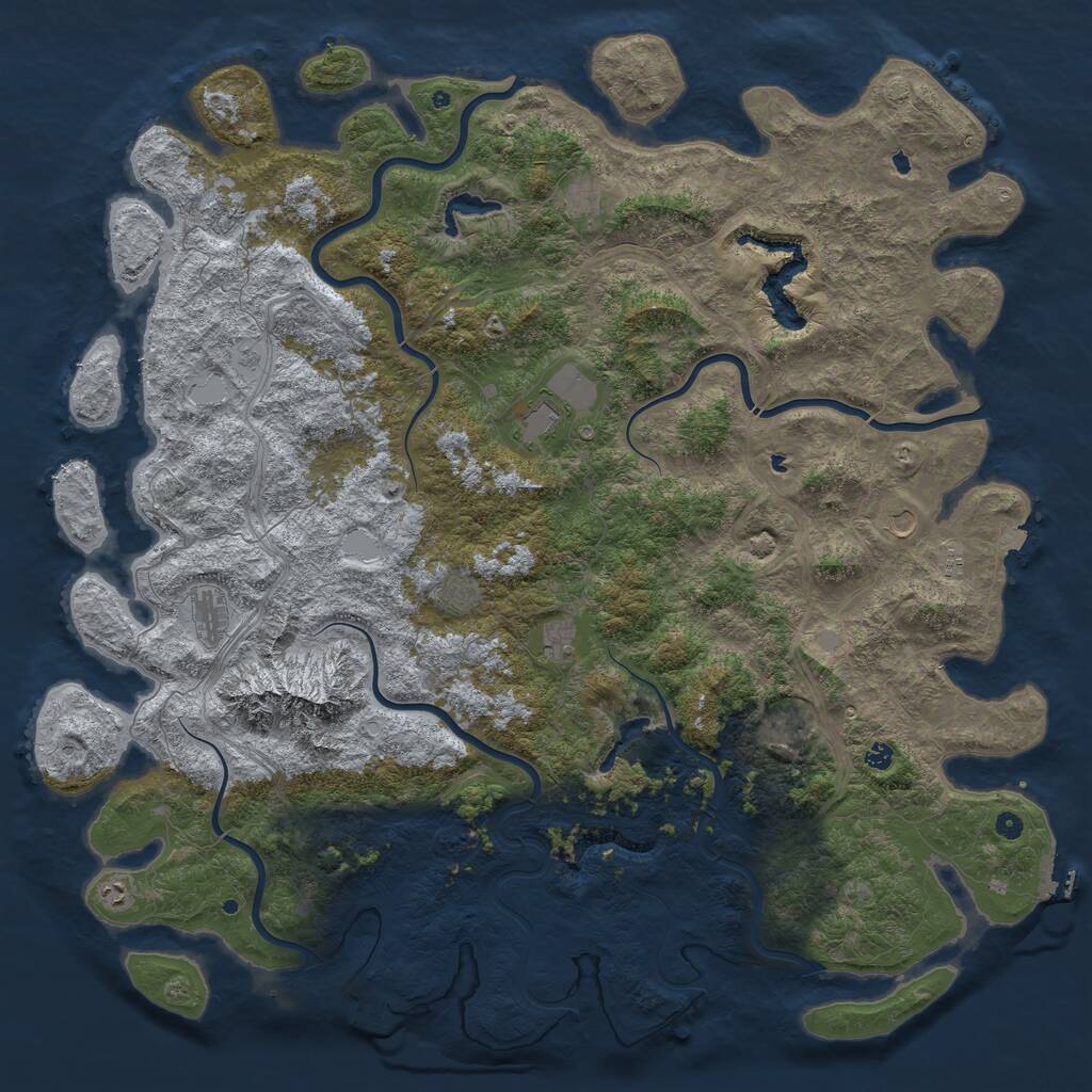 Rust Map: Procedural Map, Size: 6000, Seed: 286532921, 17 Monuments
