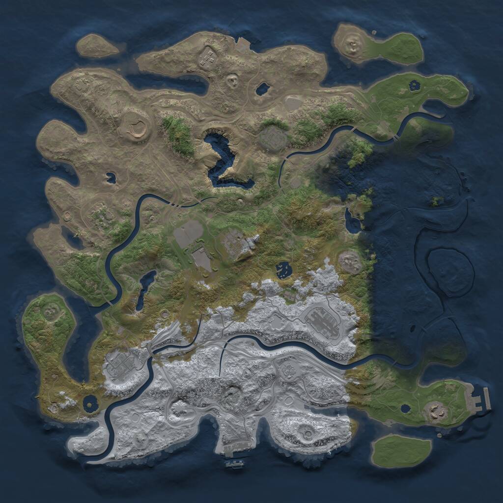 Rust Map: Procedural Map, Size: 4500, Seed: 1303647403, 16 Monuments