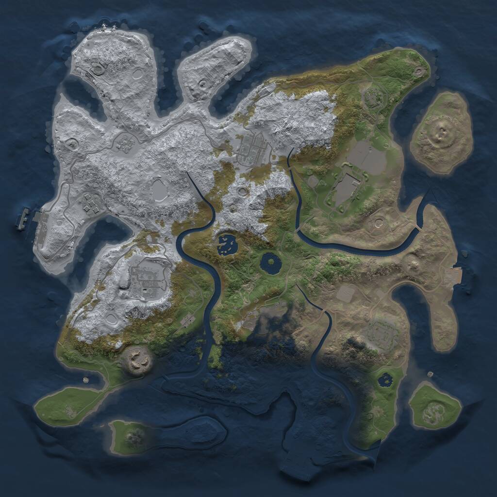 Rust Map: Procedural Map, Size: 3500, Seed: 94637821, 14 Monuments