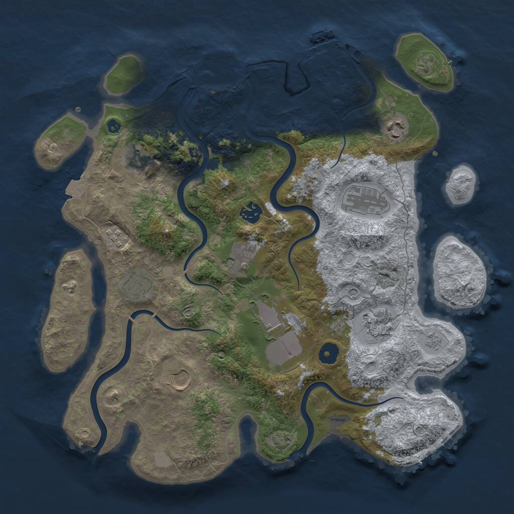 Rust Map: Procedural Map, Size: 3750, Seed: 49127253, 16 Monuments
