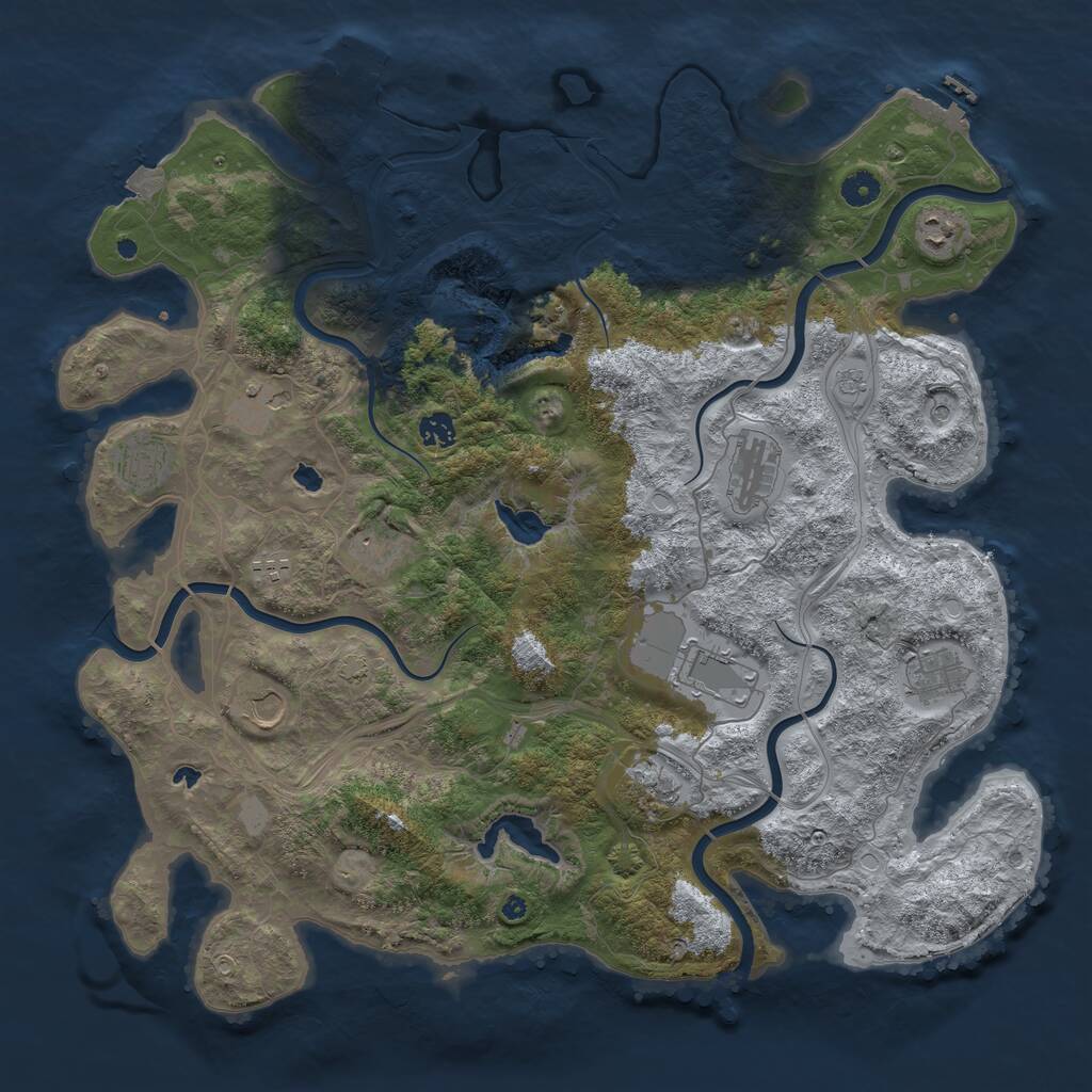 Rust Map: Procedural Map, Size: 4500, Seed: 454452685, 17 Monuments