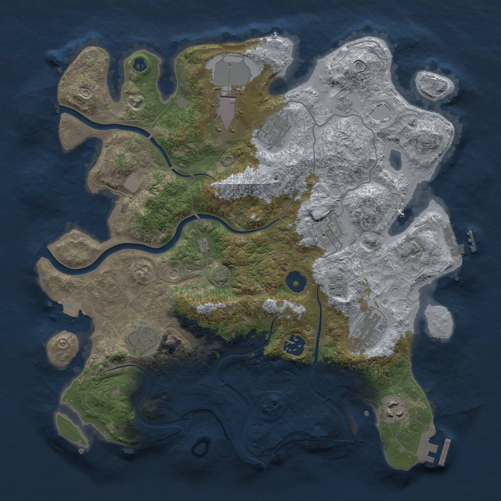 Rust Map: Procedural Map, Size: 3650, Seed: 26591801, 14 Monuments