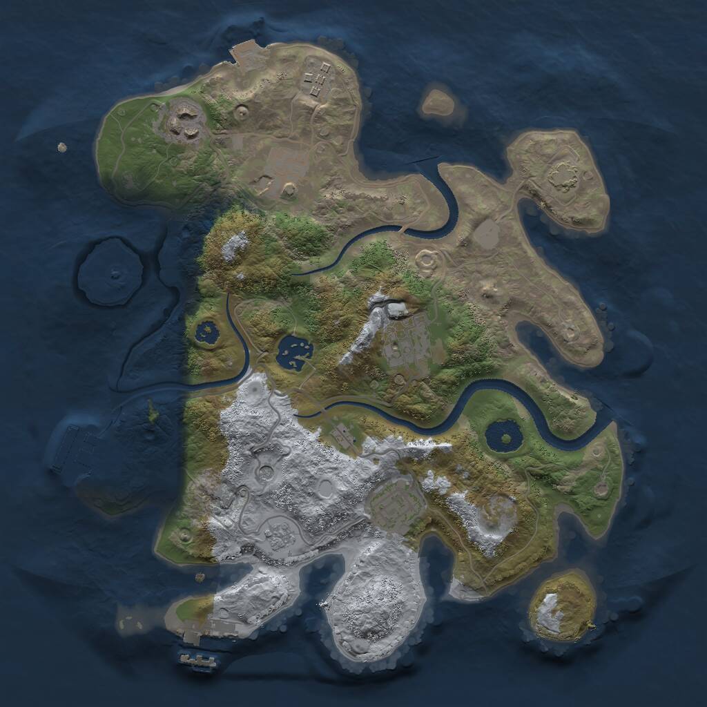 Rust Map: Procedural Map, Size: 3000, Seed: 175408937, 12 Monuments