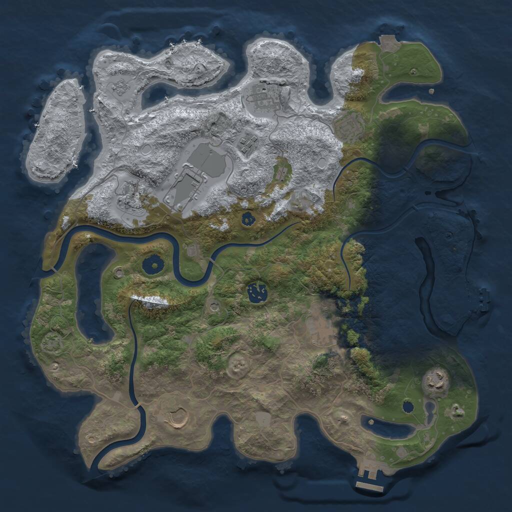 Rust Map: Procedural Map, Size: 3750, Seed: 68123050, 15 Monuments