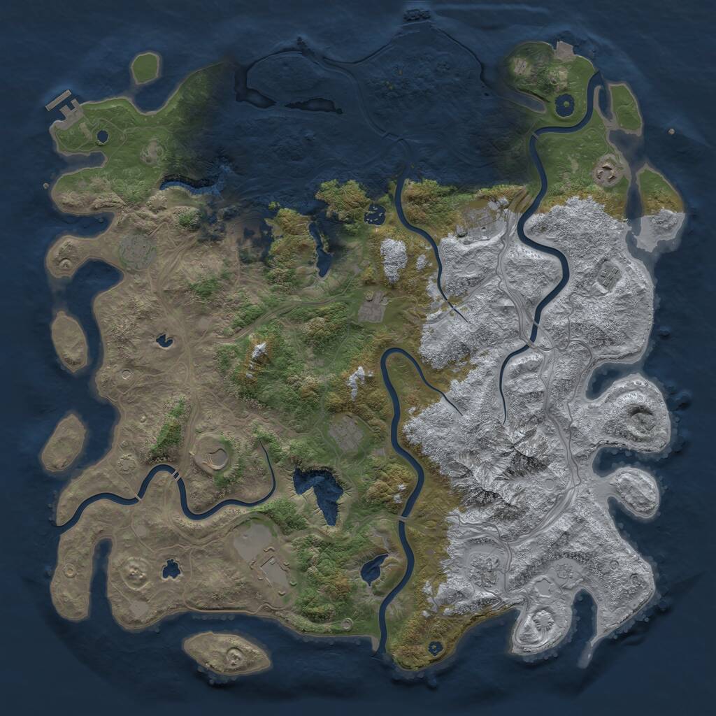 Rust Map: Procedural Map, Size: 5000, Seed: 990095382, 17 Monuments