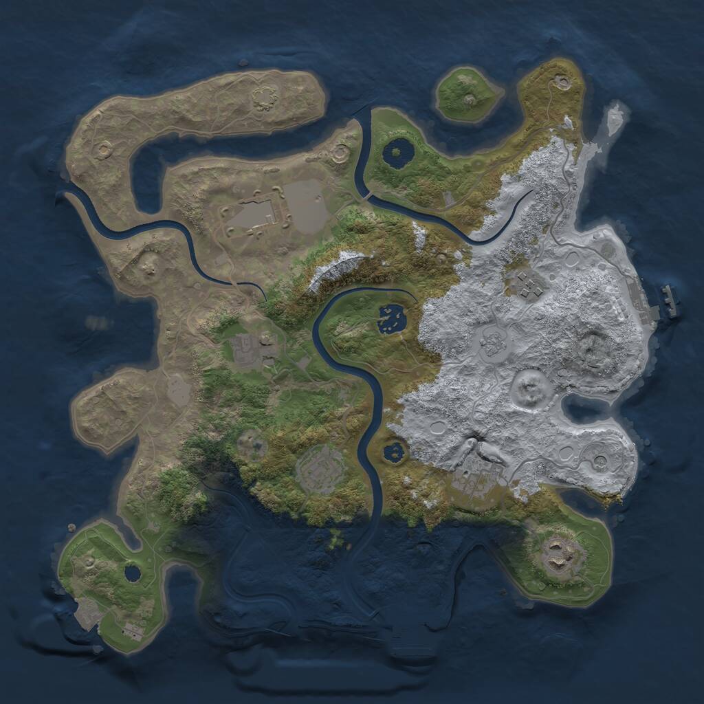 Rust Map: Procedural Map, Size: 3500, Seed: 1250827561, 13 Monuments