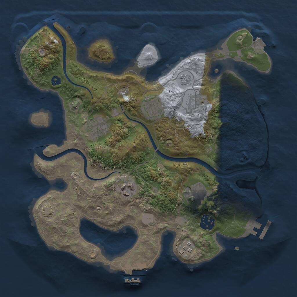 Rust Map: Procedural Map, Size: 3000, Seed: 1069960558, 13 Monuments
