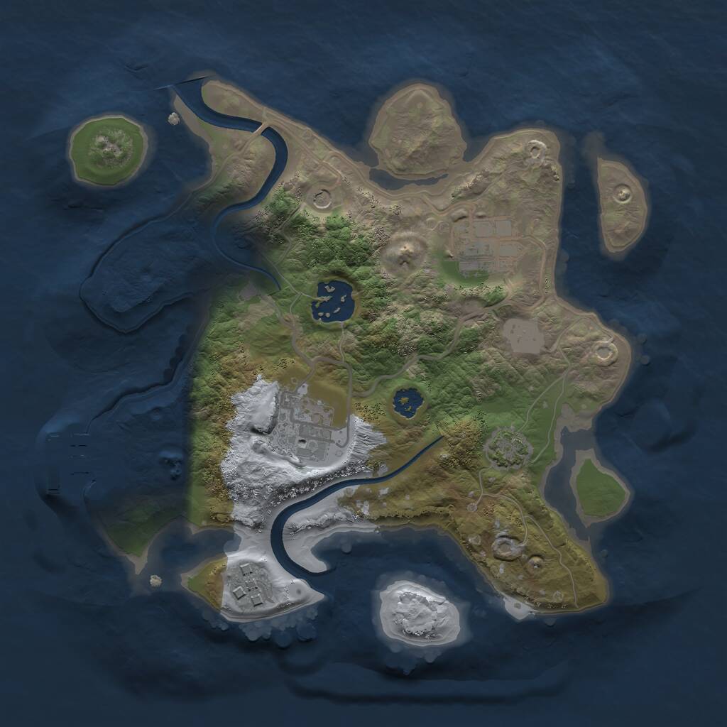 Rust Map: Procedural Map, Size: 2500, Seed: 45107228, 8 Monuments