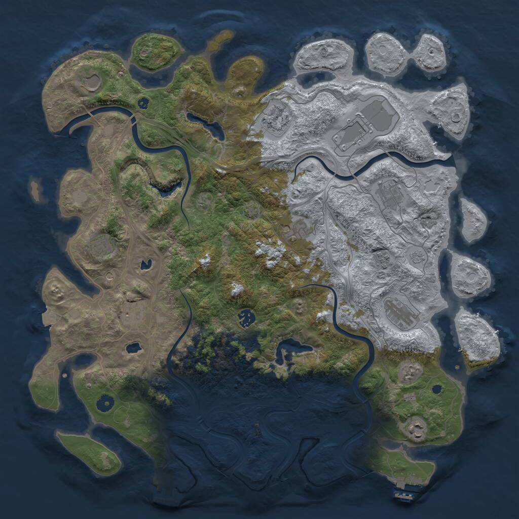 Rust Map: Procedural Map, Size: 4500, Seed: 670650495, 17 Monuments