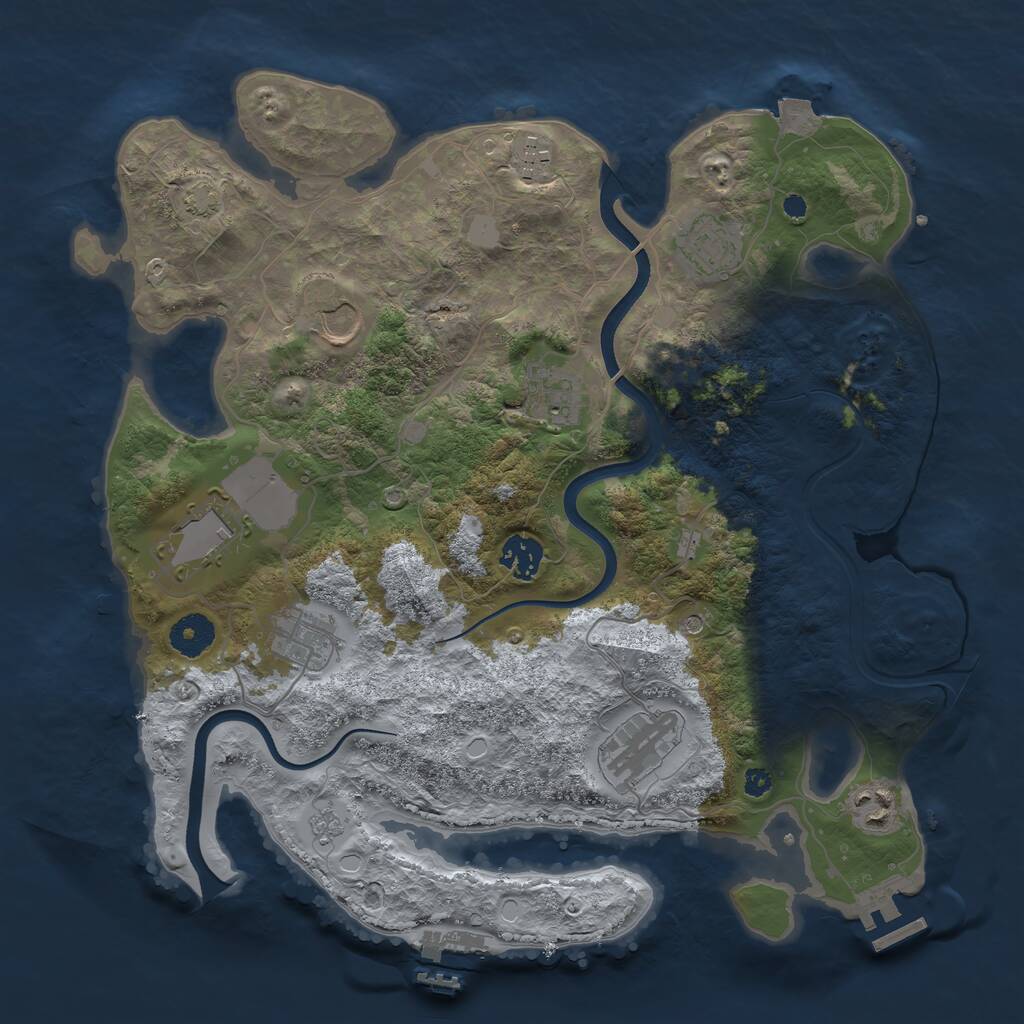 Rust Map: Procedural Map, Size: 3600, Seed: 1433692508, 15 Monuments