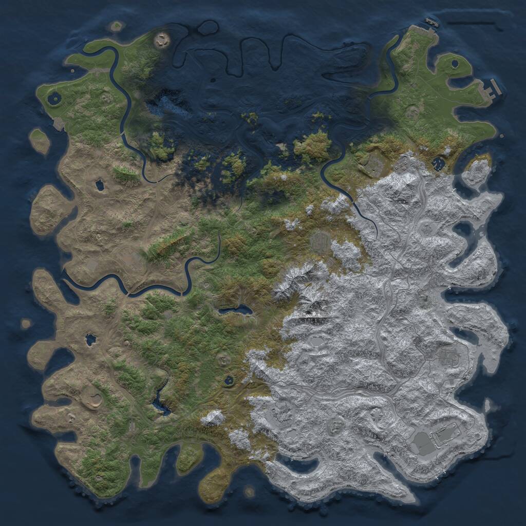 Rust Map: Procedural Map, Size: 6000, Seed: 1287818349, 17 Monuments