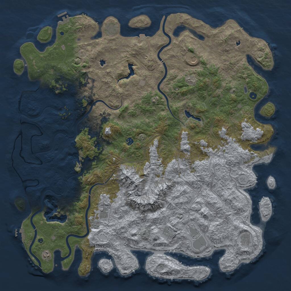 Rust Map: Procedural Map, Size: 6000, Seed: 896615986, 17 Monuments
