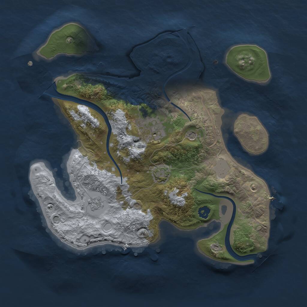 Rust Map: Procedural Map, Size: 2500, Seed: 70076424, 5 Monuments
