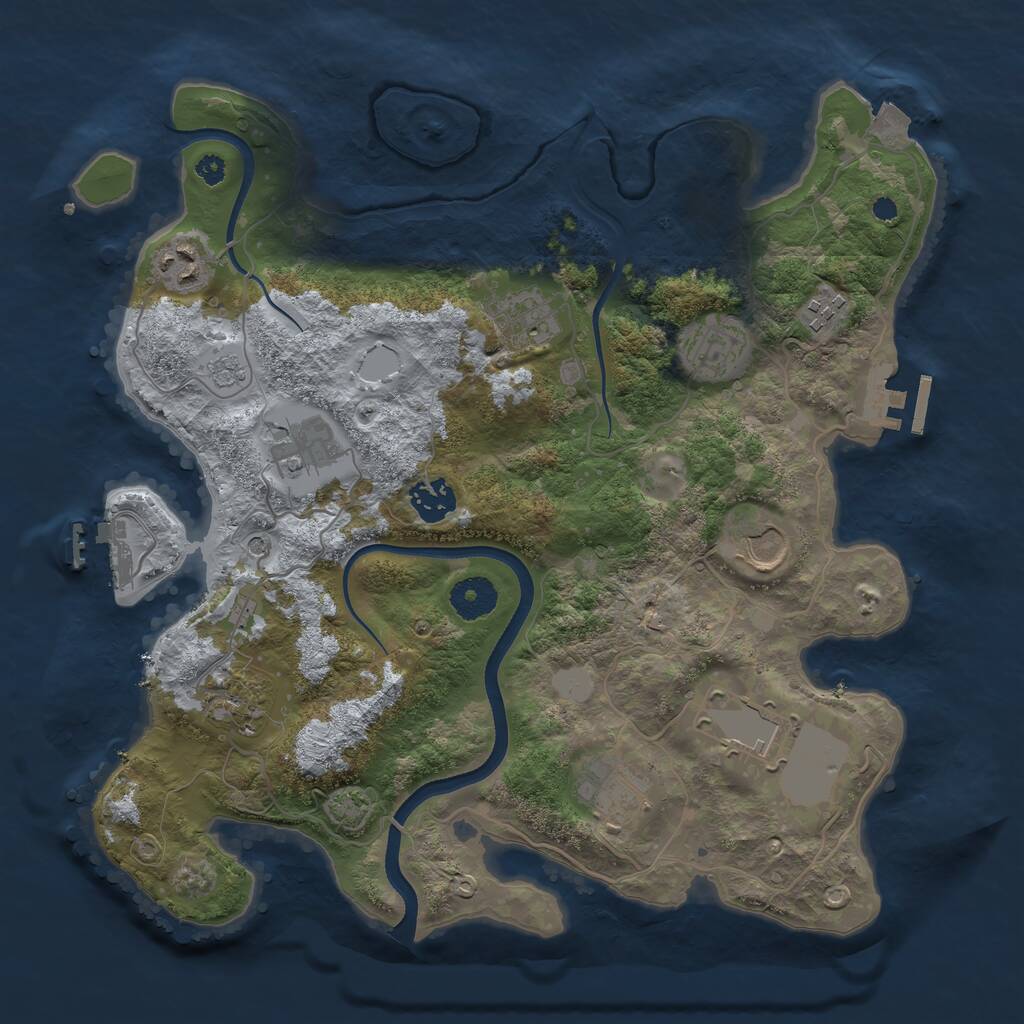 Rust Map: Procedural Map, Size: 3500, Seed: 3572143, 16 Monuments