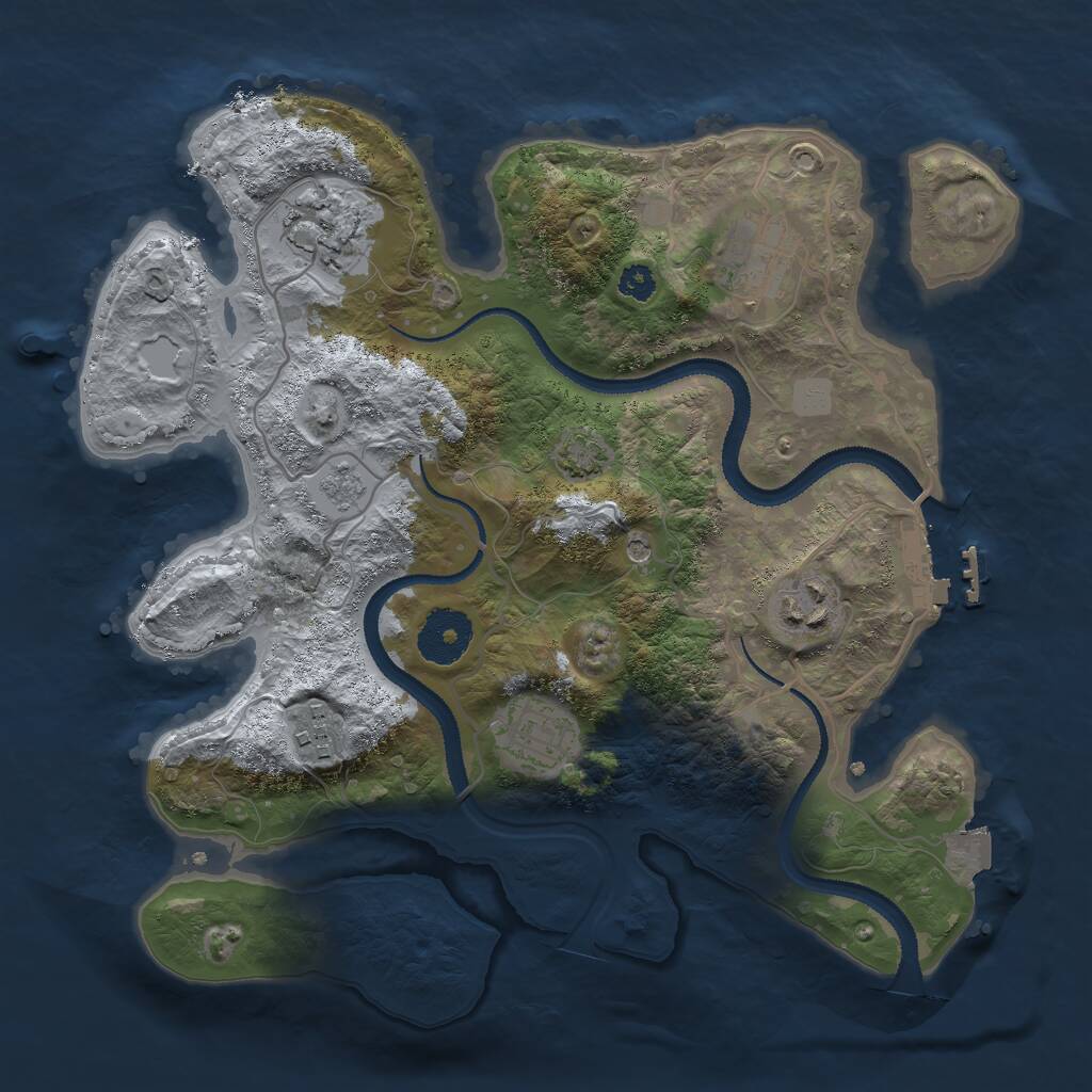 Rust Map: Procedural Map, Size: 3000, Seed: 2479686, 10 Monuments