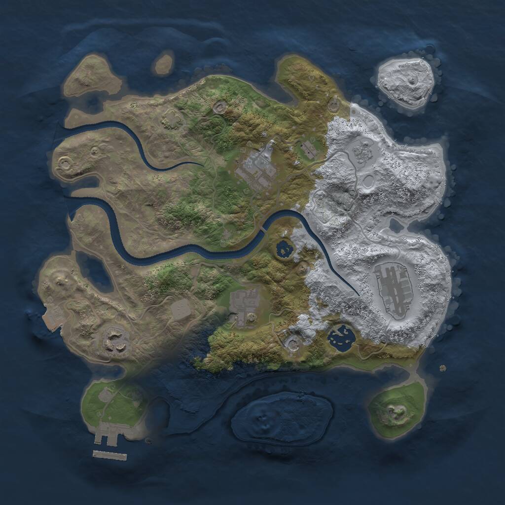 Rust Map: Procedural Map, Size: 3000, Seed: 1153851, 10 Monuments