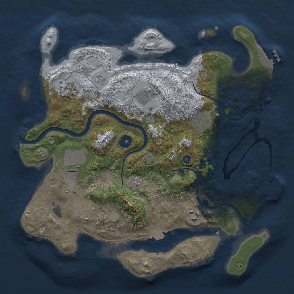 Rust Map: Procedural Map, Size: 3500, Seed: 59230208, 13 Monuments